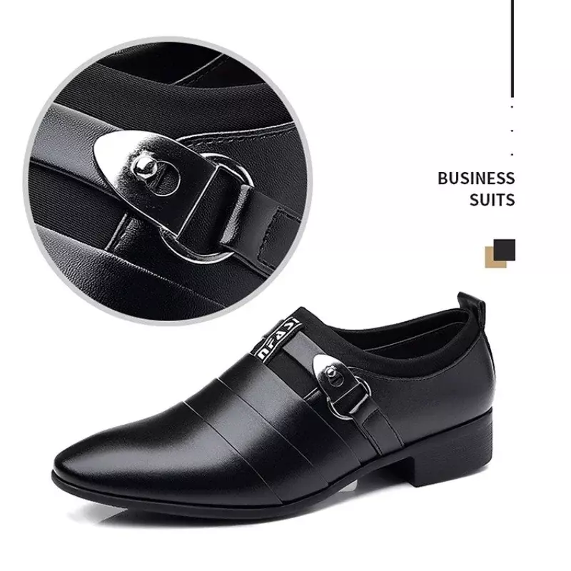 Sapatos de couro Oxfords masculinos, vestido clássico de negócios, deslizamento formal em mocassins, calçado de alta qualidade
