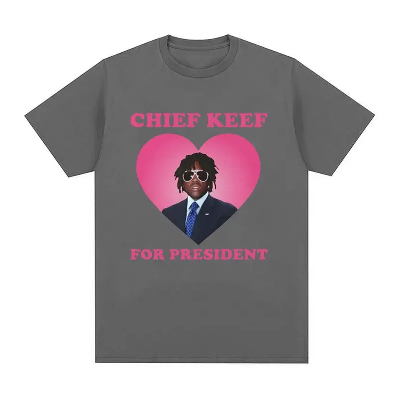 Rapper Chief Keef untuk presiden T Shirt pria T-shirt lengan pendek kasual mode estetika Vintage kaus ukuran besar Streetwear