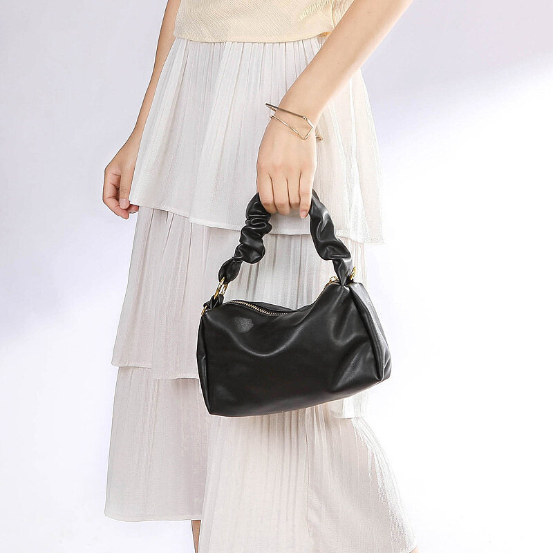 女性のための柔らかい革のハンドバッグ,カジュアルなスタイルの生地で作られた女性のショルダーバッグ,高品質の生地