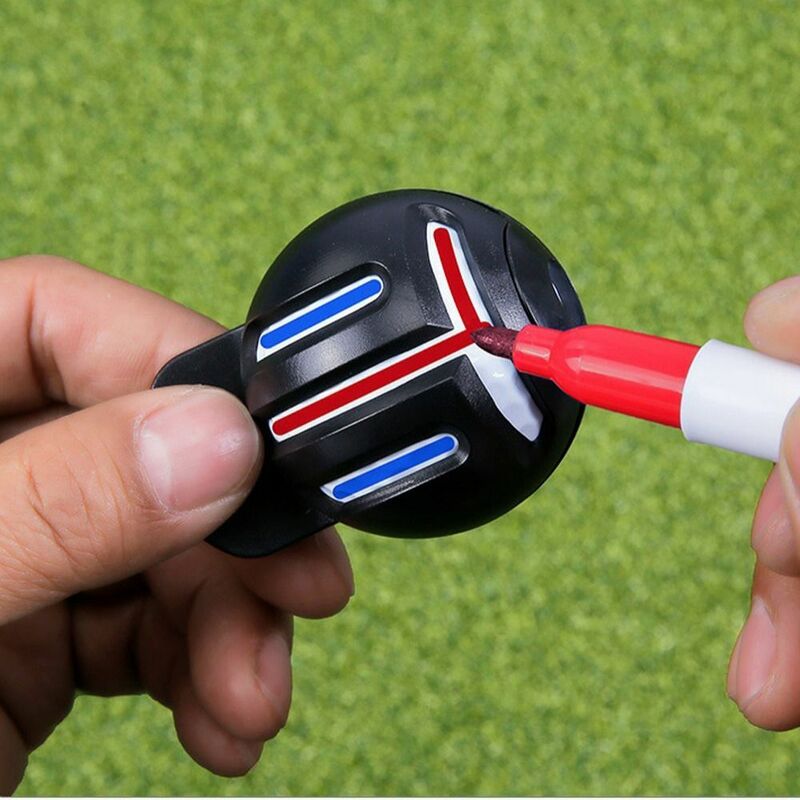 Marcador de línea de pelota de Golf portátil, marcador de línea de marcado de doble cara, marcador de bola de Golf, sin decoloración, 1 Juego con 2 bolígrafos