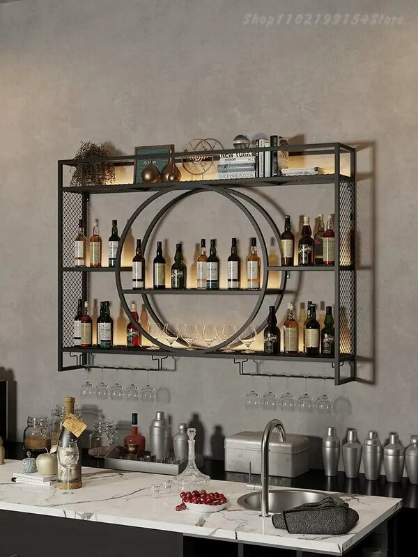 Винный Стеллаж, металлический настенный шкаф для вина красного цвета, для ресторана, маленькая настенная витрина для украшения винных шкафов