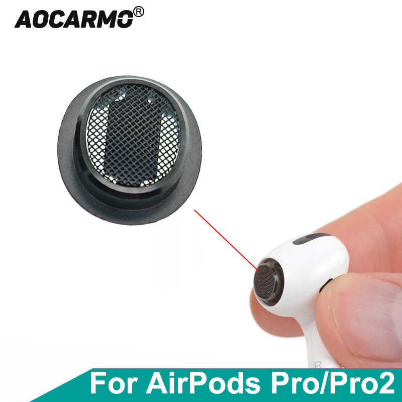 Aocarmo-filtro de polvo para auriculares Apple AirPods Pro 2, malla de Metal, Red a prueba de polvo con anillo de marco, pieza de repuesto