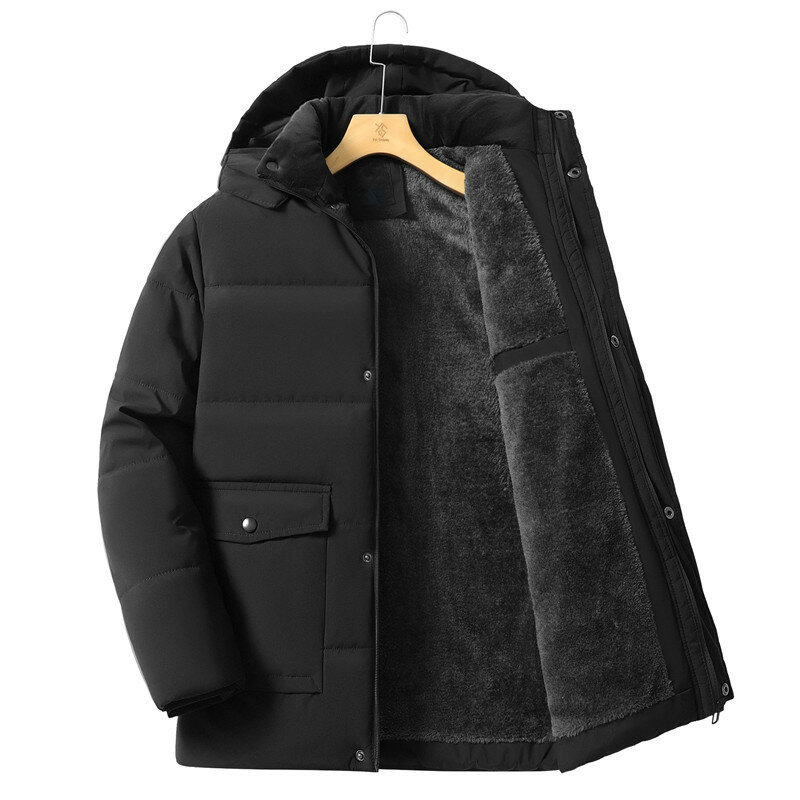 Winter Men's Fashion Casual Thicken Windproof Waterproof Hooded Parkas Jackets Coat Male Warm Detachable Hat Men Parkas Clothing