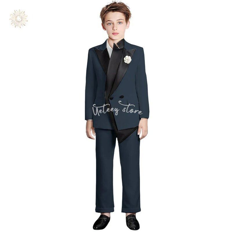 Ragazzi 2024 vestito Slim Fit 2 pezzi Set formale smoking giacca e pantaloni per bambini Prom Wedding Party