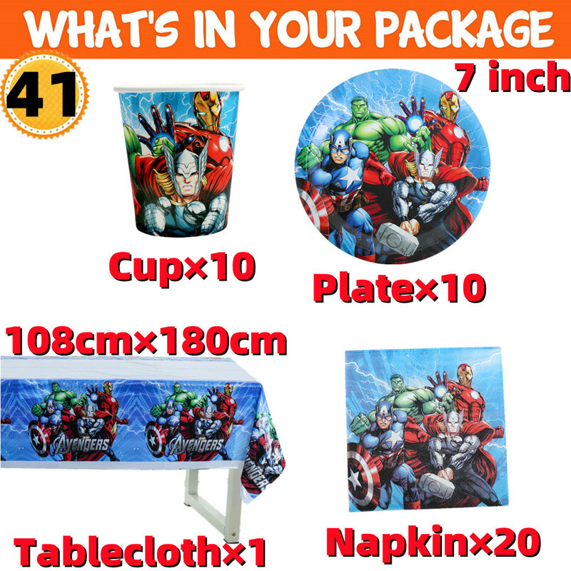 Hot Avengers Theme Kids Birthday Party Supplies Paper Plates Cups Napkins Tablecloth Baby Shower Superhero Party Decoration Set