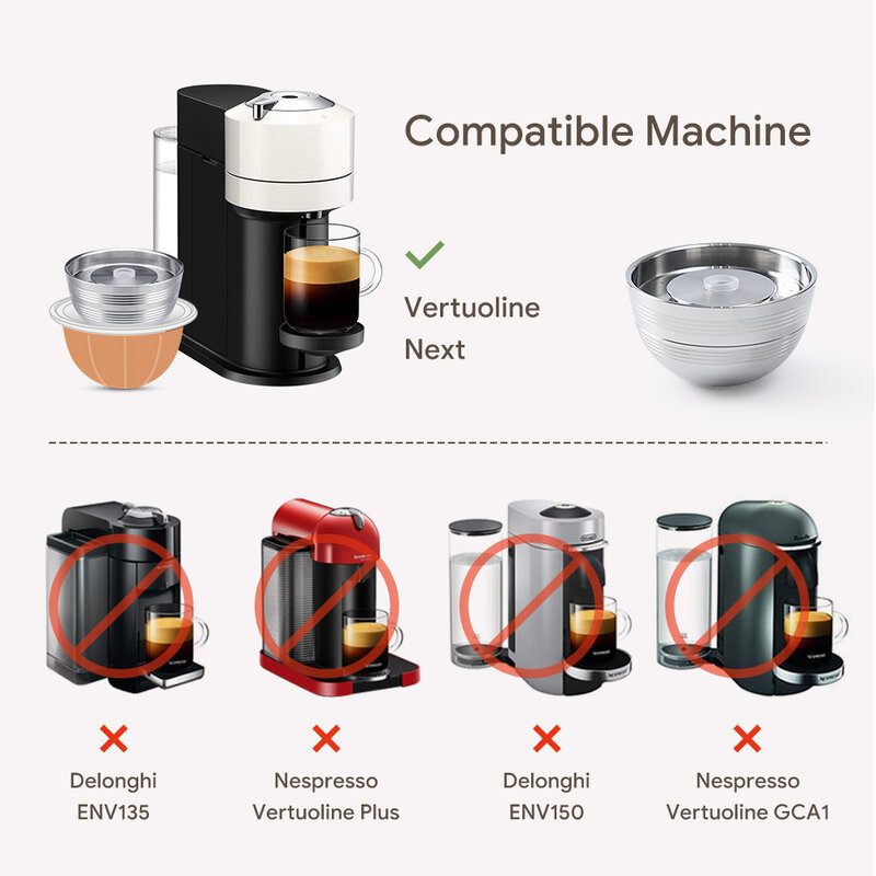 Reusable Coffee Capsule Just For Nespresso Vertuoline Next Coffee Machine Stainless Steel Coffee Fliter Pods For Vertuo Next
