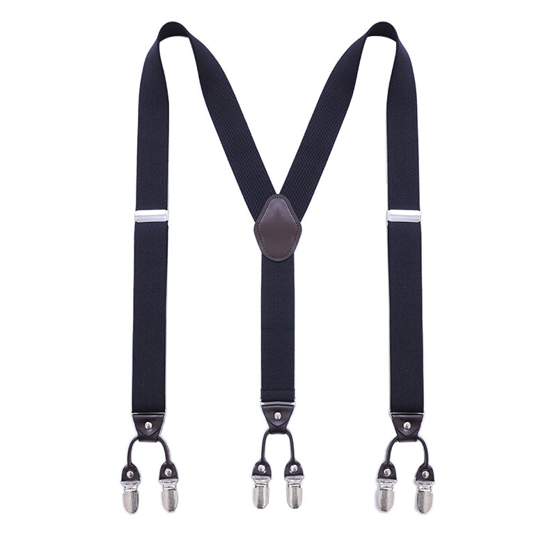 Suspender Antik untuk Pria Tugas Berat Tinggi Besar 3.5*120Cm Lebar Y Kembali 6 Klip Logam Celana Elastis Dapat Disesuaikan Kawat Gigi Sabuk Tali