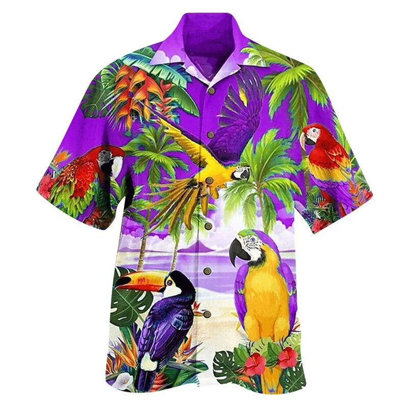 Fashion Summer Men's 2023 Casual Short -sleeved Animal Printed Shirt