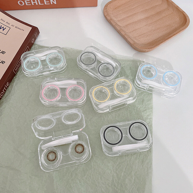 Transparent Portable Mini Contact Lens Case Easy Carry Lenses Storage Box Travel Eye Care Container with Mirror Lenses Box