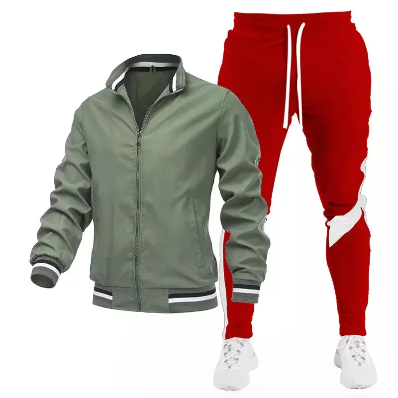 Conjunto deportivo de manga larga para hombre, chaqueta informal con estampado empalmado, tendencia urbana, primavera y otoño, 2023