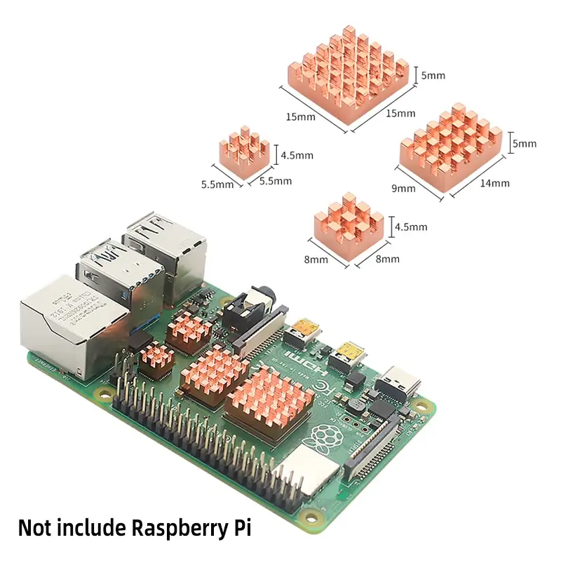Raspberry Pi 4ซิงค์ความร้อนโลหะทองแดงฮีทซิงค์แผ่นระบายความร้อนแบบพาสซีฟหม้อน้ำกระจายความร้อนสำหรับ Raspberry Pi 4 Model B