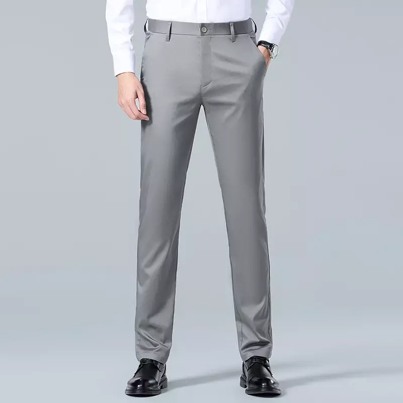 Облегающие дышащие черные брюки, повседневные удобные брюки, четырехсезонный корейский деловой костюм, брюки, мужские Стрейчевые облегающие брюки