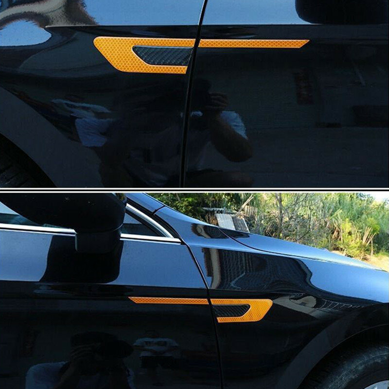 2Pcs/Set Car Reflective Auto Truck Safety Warning Tape Car Door Protector Bumper Anti-collision Strips Secure Reflector Stickers