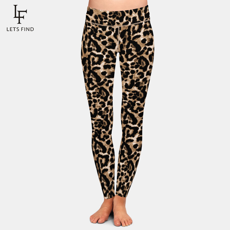 LETSFIND legginsy damskie moda Leopard ziarno drukowanie Legging Sexy Silm wysokiej talii spodnie ze strechu spodnie
