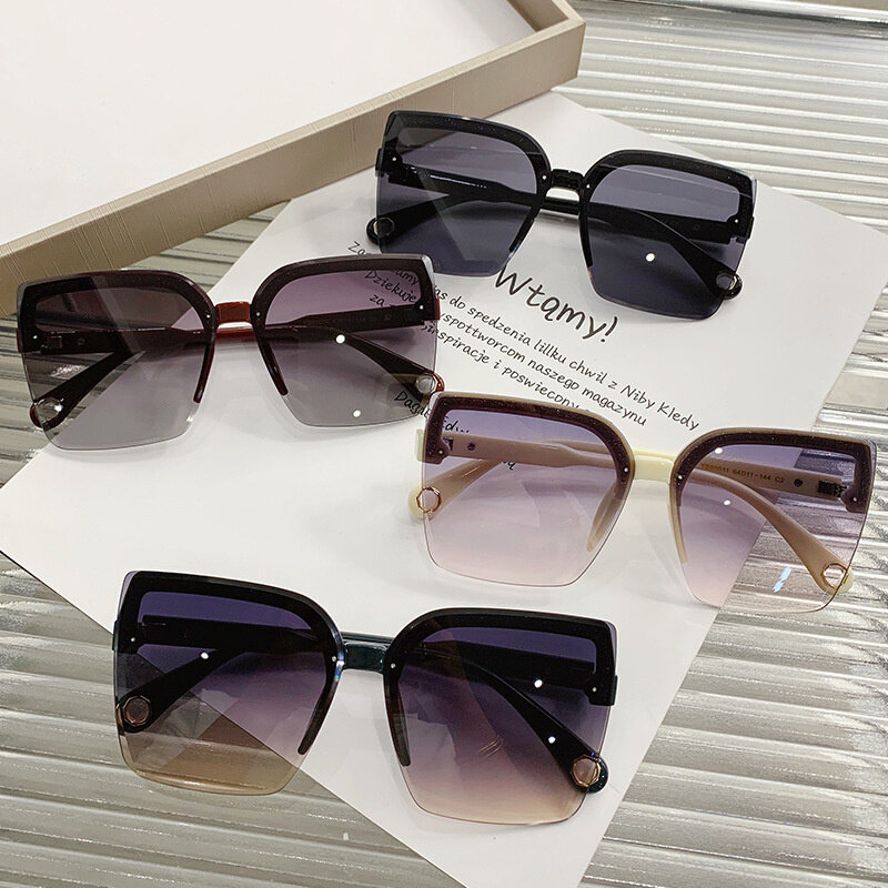 Oversized Sunglasses Man Woman Fashion Rimless Vintage Square Sun Glasses Eyewear Brand Design UV400 Female Shades