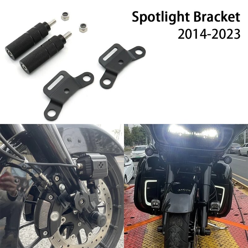 Untuk model Touring 2014-2023 2024 aksesori motor, kit pendukung braket lampu sorot depan tambahan warna hitam