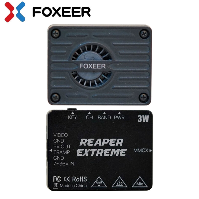 Foxeer-Concha de dissipação de calor para drone FPV de longo alcance, extremo, anti-interferência, ajustável, VTX com Mic, CNC, 5.8G, 3W, 72CH