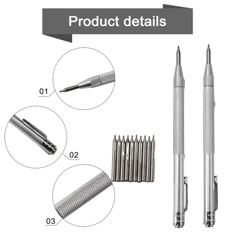 Penna per incisione di precisione per vetro, ceramica e metallo punta in carburo di tungsteno, corpo in alluminio e comoda Clip tascabile