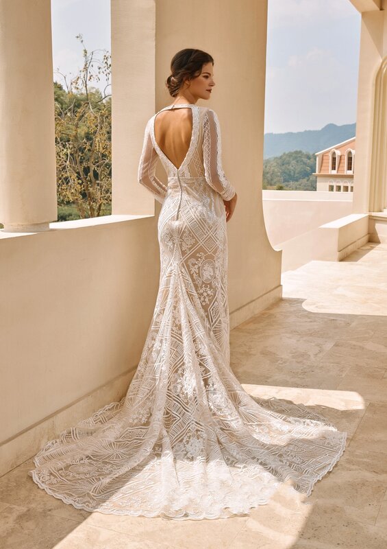 Gaun pernikahan indah Bohemia gaun pengantin leher V putri duyung untuk wanita 2024 gaun pengantin elegan renda applique Vestidos De Novia