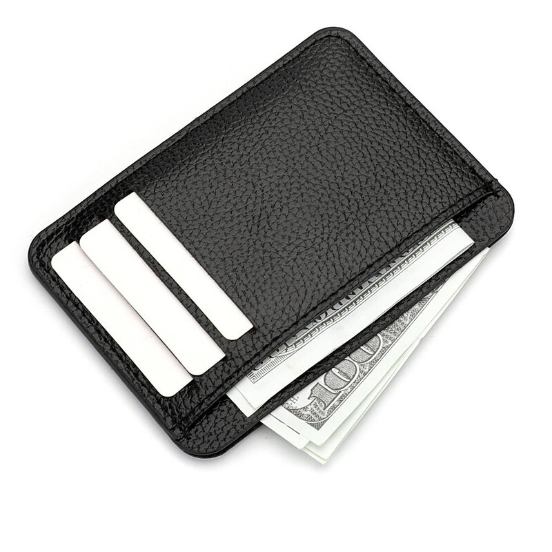 Двусторонняя кожаная однотонная деловая сумка-клатч с несколькими отделениями для кредитных карт