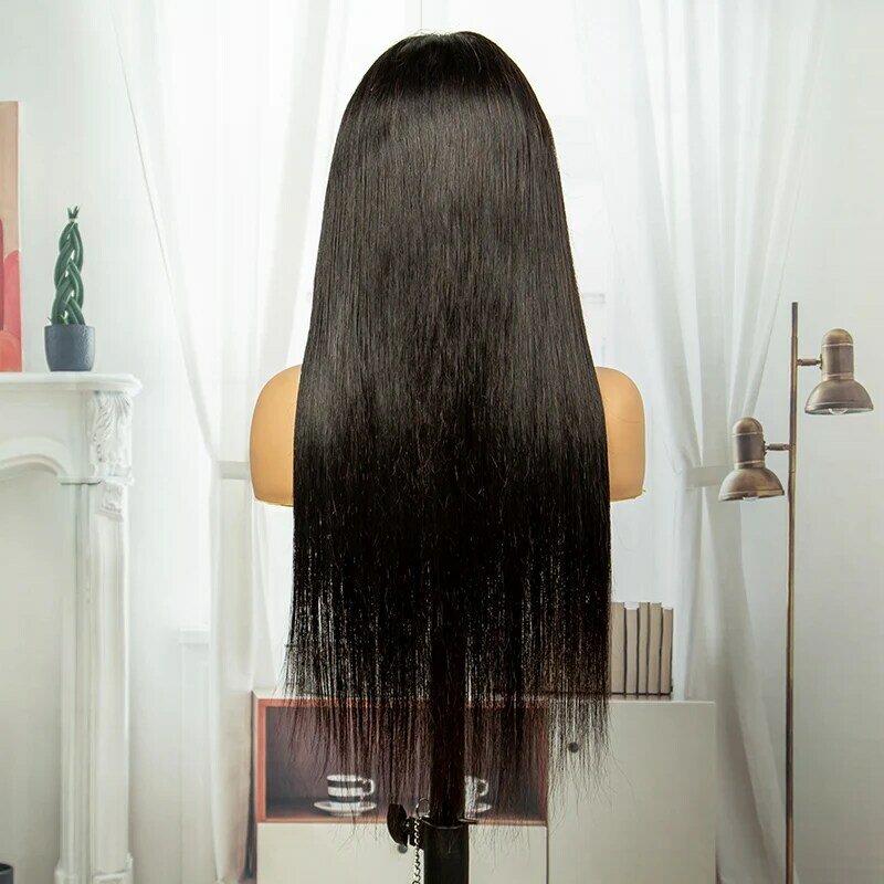 Straight Remy peruca de cabelo humano, Bleach Knots, Glueless Lace Wig, pré-arrancado, 250 Densidade, descascado, HD, 9x6