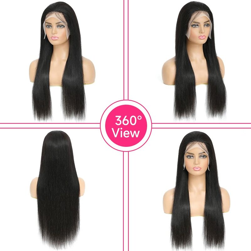 YIJIMEI 13x4 HD Transparent Lace Frontal Human Hair Wigs Brazilian Straight Pre Plucked Glueless Wigs Human Hair 250% Density