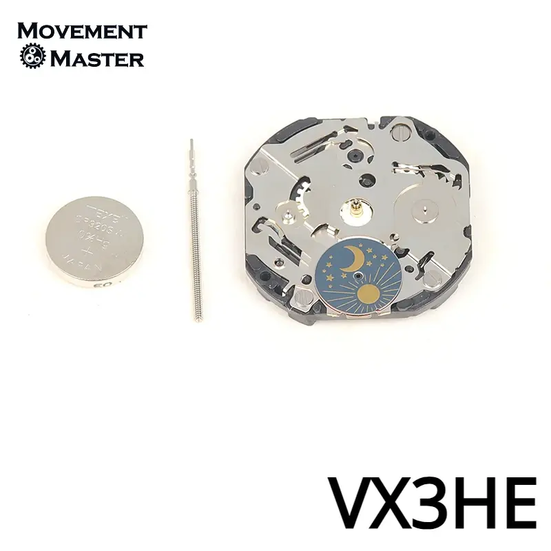 Movimiento de cuarzo VX3H de Japón Tianmadu Seiko, piezas de repuesto de movimiento de reloj VX3HE de segundo pequeño, 5 manos, 3/9