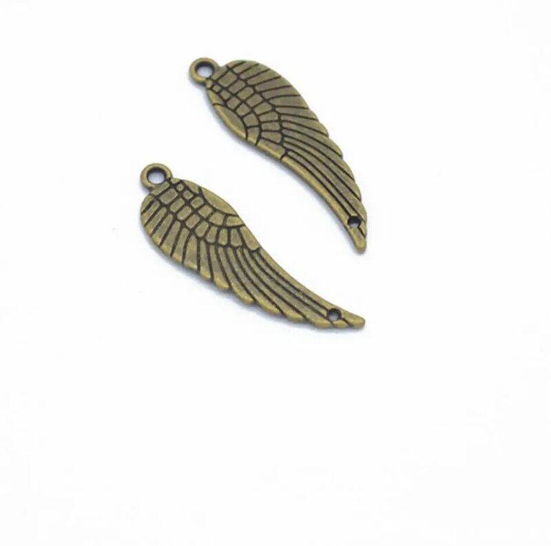 Pendentifs ailes d'ange Double face, 30x10mm, couleur argent tibétain, bijoux antiques, fabrication artisanale, DIY, 30 pièces, F0355