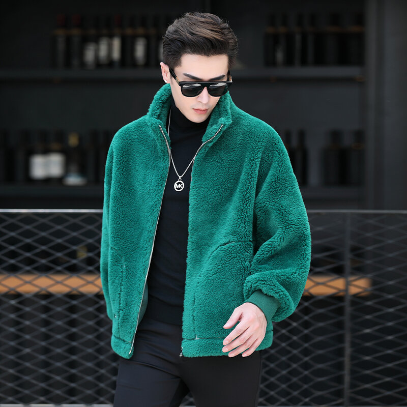 Nuovi uomini 2023 autunno inverno moda corto giacche di pelliccia genuina maschile vera pelliccia di agnello cappotto di pelliccia da uomo colletto alla coreana capispalla caldo P541