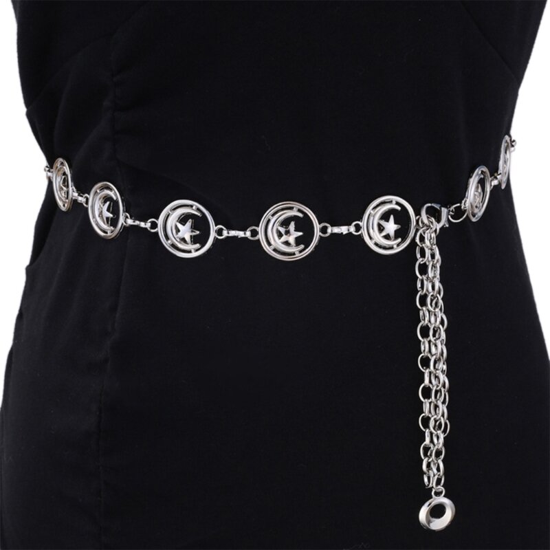 Girl Moon Star Waist Chain AdjustChain Belt Metallic Pants Dress Chain