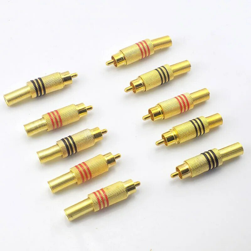 Surveillance Gold RCA Male Connector for Audio Locking Cable Plug Adapter for Video IP Camera CCTV Camera Security System