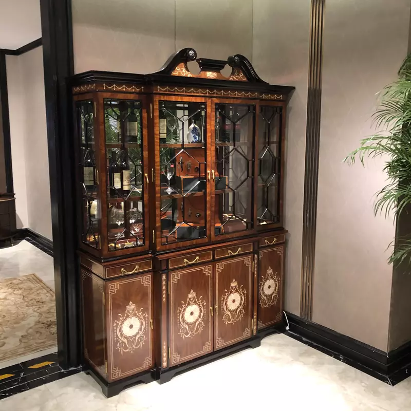 Alexander British Wine Cabinet Four-Door Wine Cabinet Restaurant Furniture Set Showcase Villa Curio Cabinet fairy garden