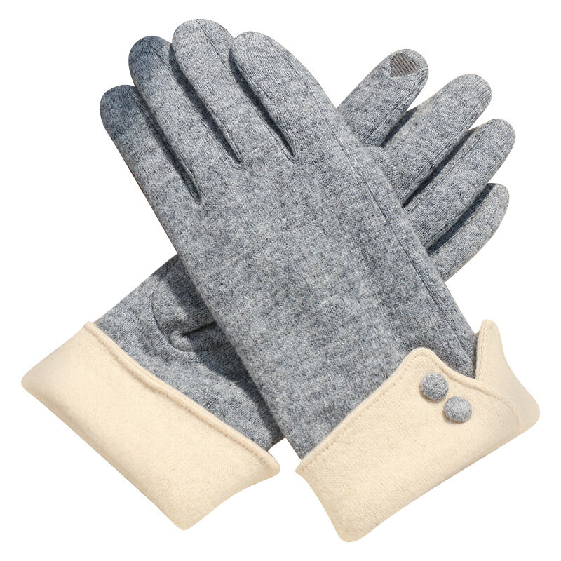 Зимние женские сохраняющие тепло кашемировые простые однотонные ветрозащитные перчатки для сенсорных экранов для езды на велосипеде и вождения Модные эластичные плотные