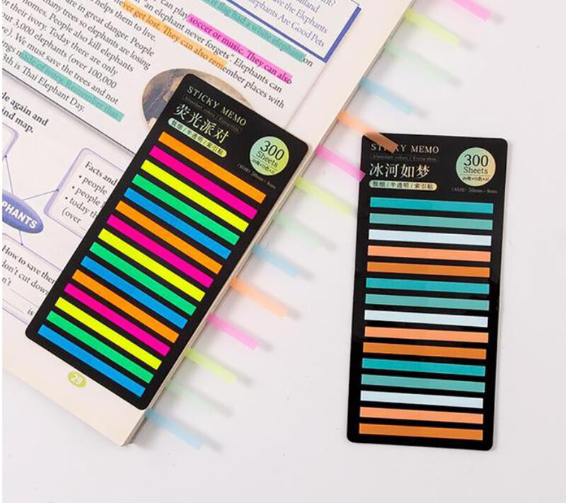 300 Vellen Regenboog Kleur Index Tabs Memo Pad Sticky Notes Stickers Notepad Bookmark School Kantoor Kawaii Briefpapier