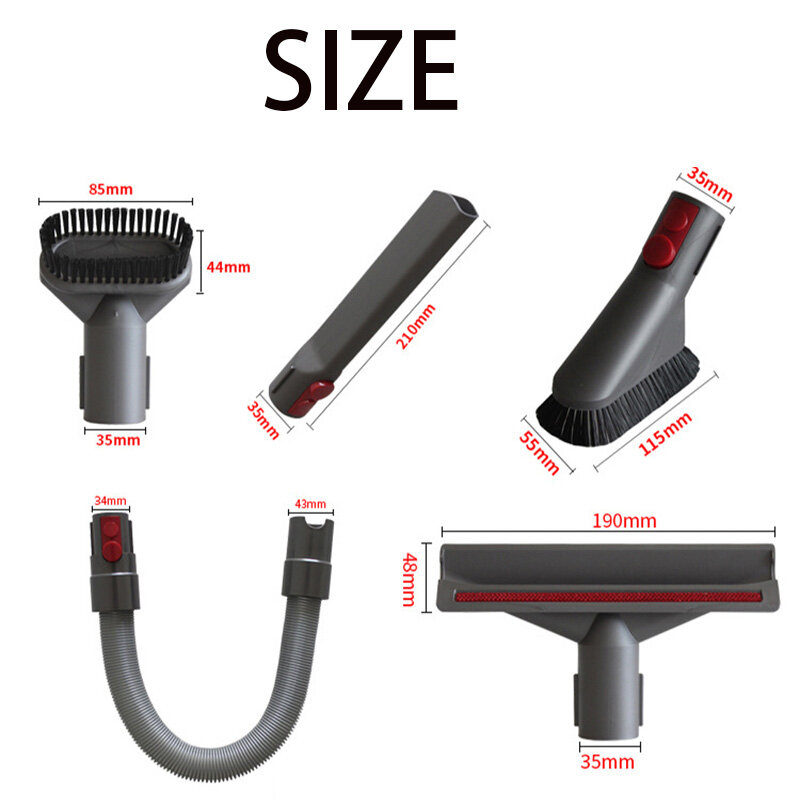 Flat Suction Nozzle Head For Dyson V7 V8 V10 V11 V12 V15 Vacuum Cleaner Mattress Brush Head Round Brush Soft Brush Parts