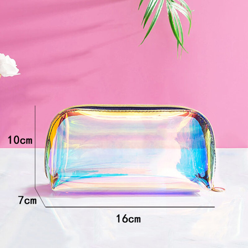 Bolsa de cosméticos láser transparente de fantasía, bolsa de almacenamiento portátil avanzada, Bolsa de lavado multifuncional, 1 ud.
