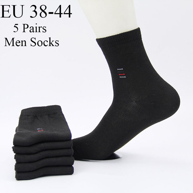 Kaus kaki pria merek bisnis klasik 5 pasang kaus kaki kasual tahan bau antilembap nyaman katun berkualitas tinggi Meias EU 38-44