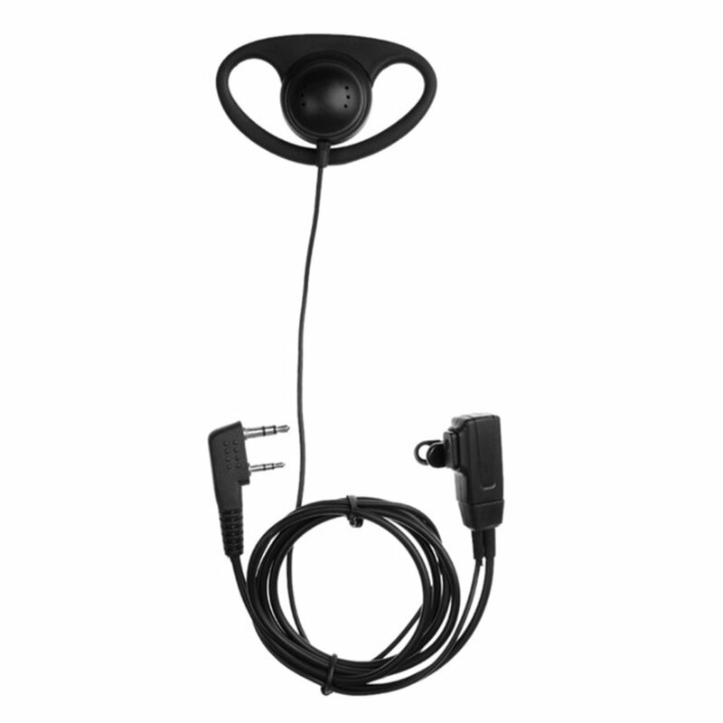 2 Pin D-Shape Earpiece Headset MIC PTT Single Ear Hook Mic Earpiece Earphone for Baofeng for Kenwood for Puxing TYT Radio