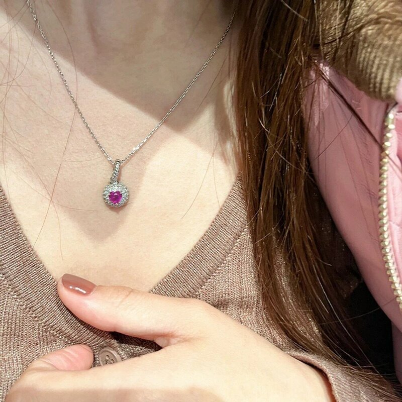 Vinregem 6MM Heart Cut Lab Created Sapphire Gemstone Luksusowe naszyjniki wisiorek dla kobiet 100% 925 Sterling Silver Fine Jewelry
