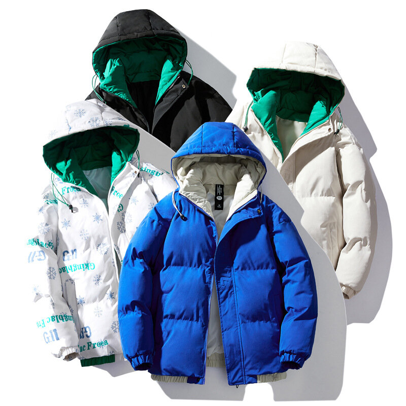 2023 jesienne i zimowe modne kurtki męskie parki bawełniane ubrania modne koreańskie wersja z kapturem zagęszczonym utrzymać ciepły płaszcz
