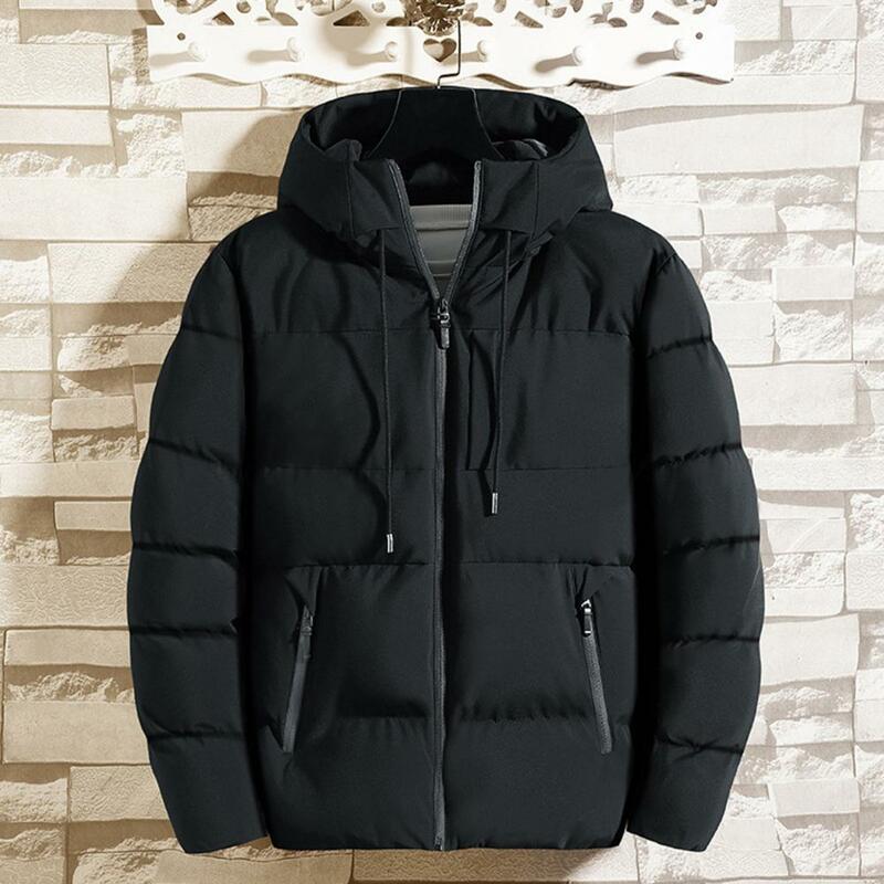 Men Jacket Cotton Padded Jacket Long Sleeve Coat Zipper Korean Streetwear Pockets Winter Hoodie Clothing Stand Collar Coats