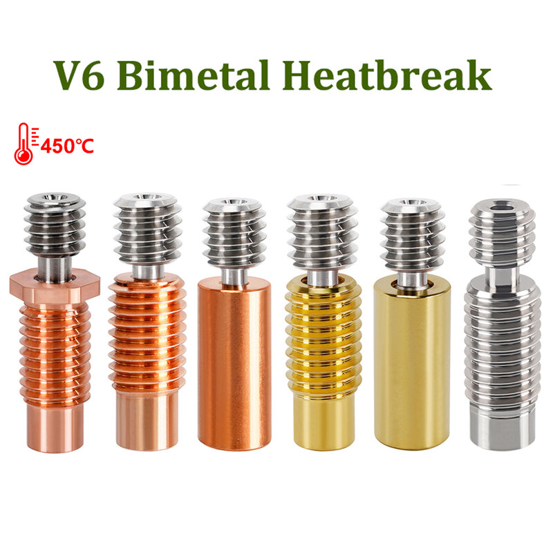 Bagian Printer 3D V6 bi-metal Heat Break Titanium Alloy Throat E3D V6 Heatbreak halus semua Metal M6 Throat Thread