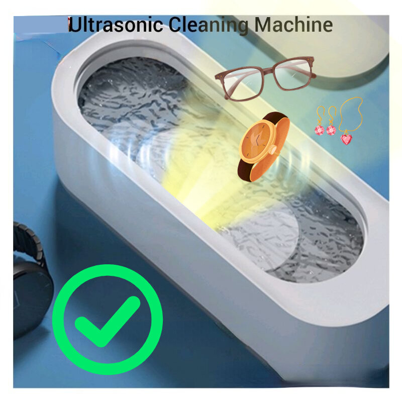 Mini machine à livres à ultrasons, nettoyeur de lavage à haute vibration morte, bijoux, lunettes, montre, anneau, prothèses dentaires, sonique
