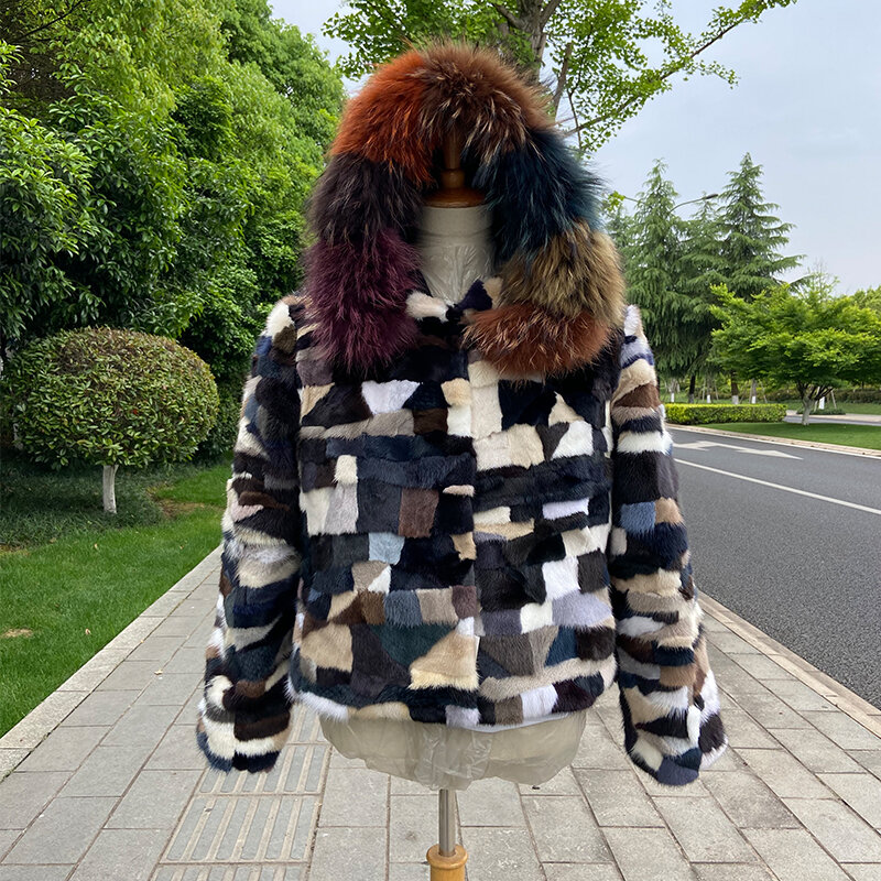 冬の毛皮のコート,女性のための本物の毛皮のコート,自然でふわふわ,ストリートウェア,暖かい襟,2022