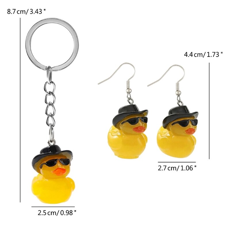 652F Fun Duck sleutelhanger/druppeloorbellen Elegante eend sleutelhanger hanger oorbel decoratie voor modebewuste individuen