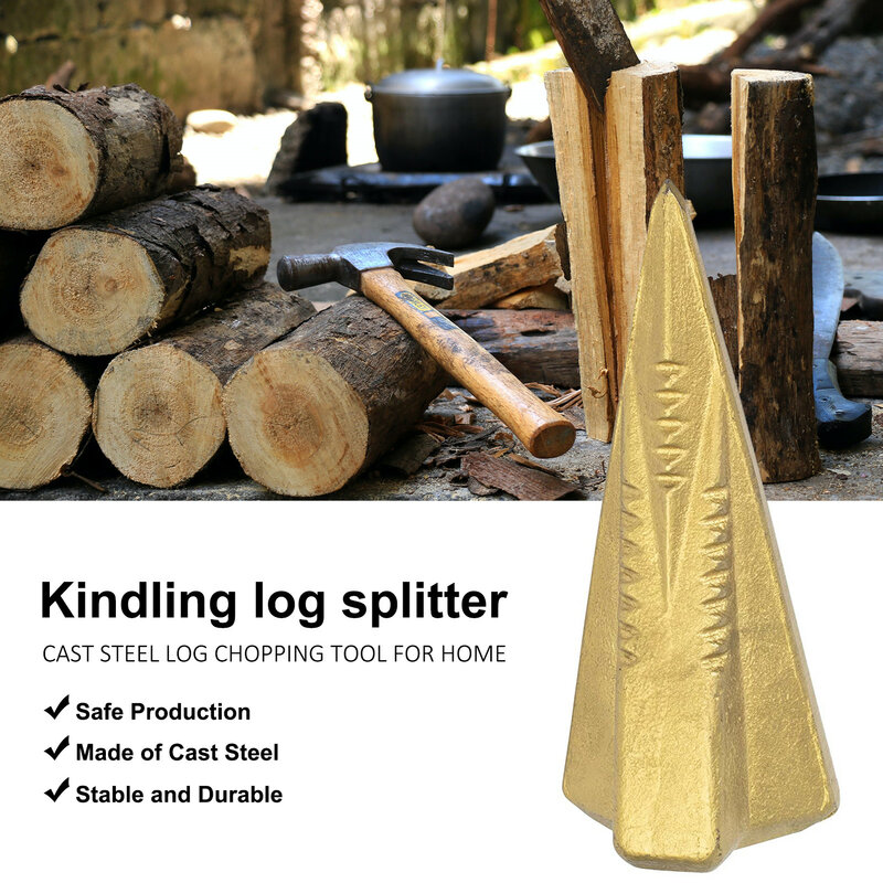 Manual Log Wedge Wood Splitting Wedge Diamond Wedge 4-Direction Steel Splitting Wedge Wood Splitter Wedge Tool For Camper Hiker