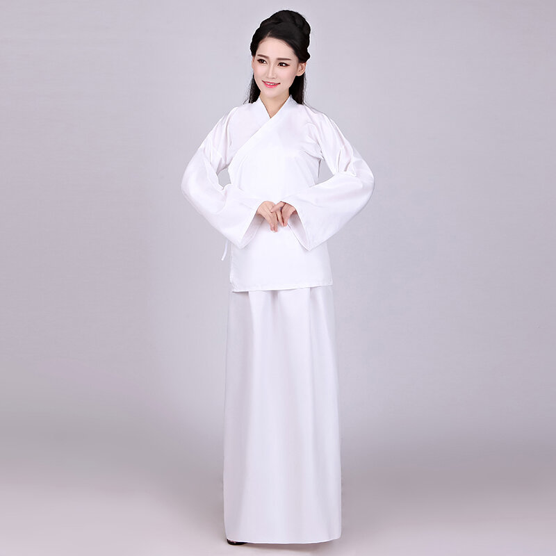 Костюм ханьфу в китайском стиле для женщин, длинные штаны и топ, спальная одежда, унисекс, для выступлений, белый и розовый цвета