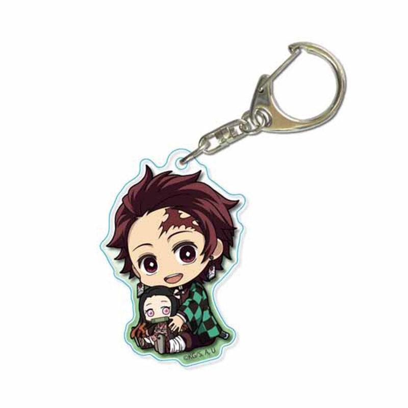 1pcs Popular Anime Cartoon De-mon Keychain Ghost Slayer Acrylic Of Keychains Key Cover Chain Keyring Jewelry Accessories Gifts