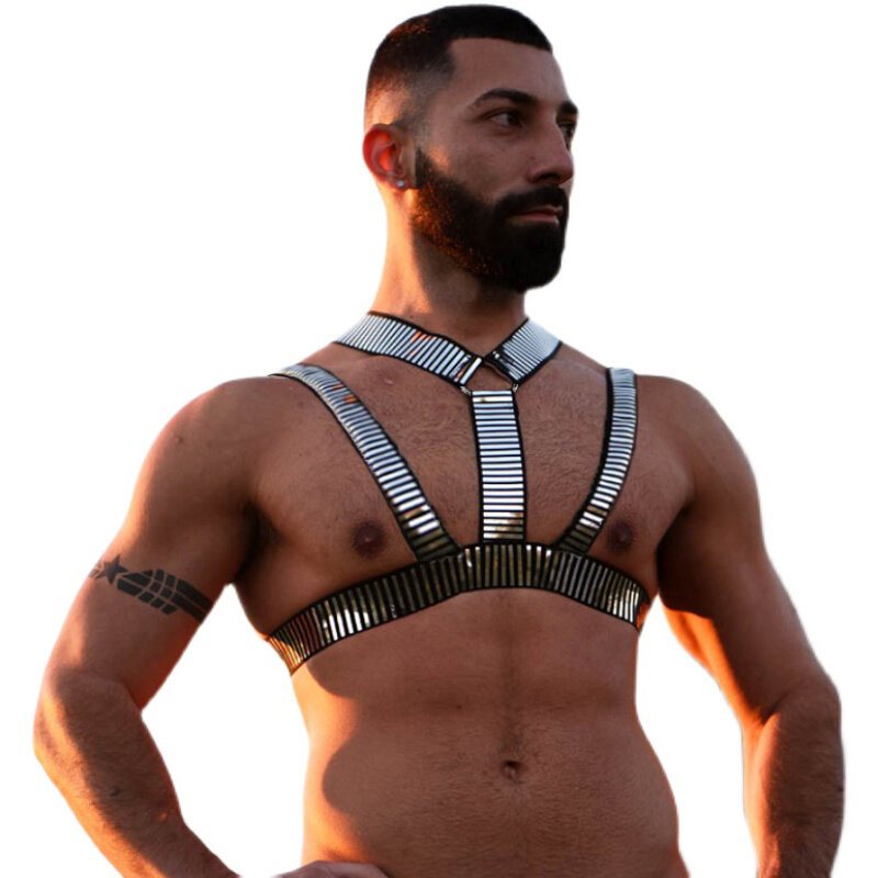 CLEVER-MENMODE Dessous Harness Mode Männer Sexy Körper Brust Gürtel Bondage Punk Phantasie Kostüm Fetisch Erotische Kleidung Silber