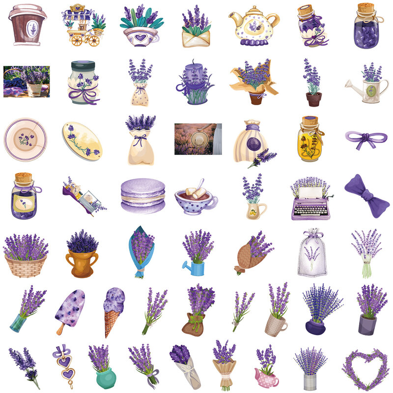 50 Stuks Cartoon Lavendel Serie Graffiti Stickers Geschikt Voor Laptop Helmen Desktop Decoratie Diy Stickers Speelgoed Groothandel